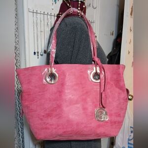 Bebe hibiscus red iris tote w/removable interior bag NWTS